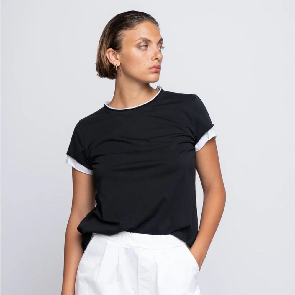 Amici by Baci size(look @ measurements) black and White Women's Top